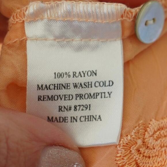 Johnny Was Collared Short Sleeve Cropped Top Peach Womens Size XS - Picture 7 of 7